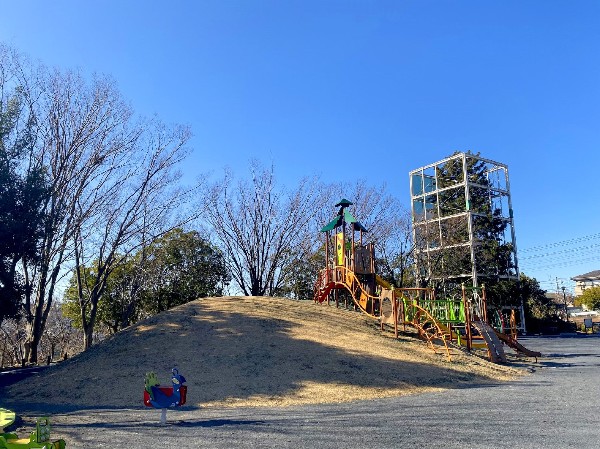 大場かやのき公園(樹齢600年ともいわれる「かやの木」がシンボルの穴場の公園です。園内には大きな複合遊具があります。)