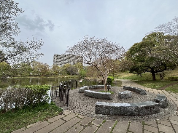 徳生公園(公園の中央にある大きな池が特徴的です。鴨やカワセミなどの野鳥の姿を楽しめます。)
