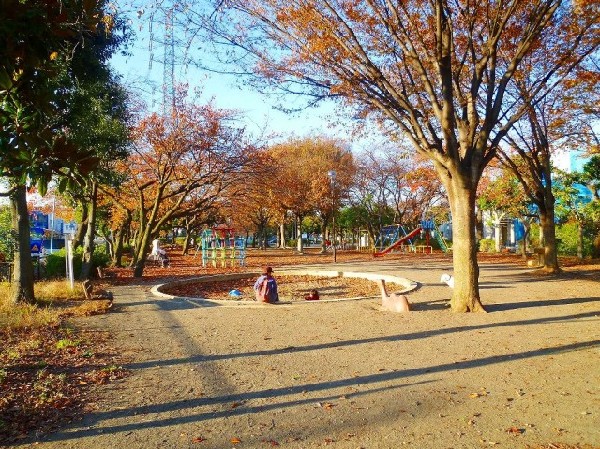 井田公園(子どもが走り回れる広さの公園です。昭和後期につくられた第二次ベビーブームのための公園です。公園の設備にはトイレがあります。)