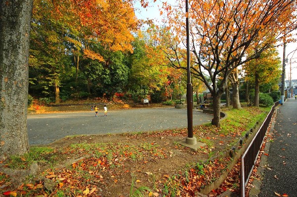 上山町公園(公園奥は上山ふれあいの樹林に続いています。自然を感じることができ、お子様とのお散歩にも最適ですね。)