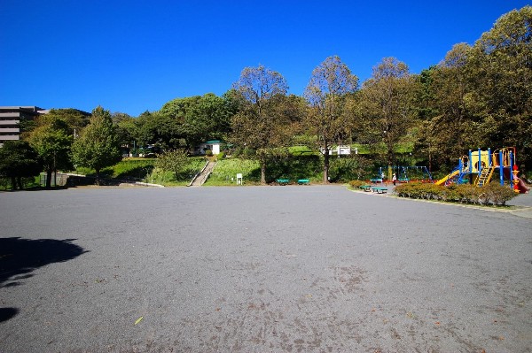 神の木公園(野球場も併設されている大きな公園。遊具がありお子様も楽しめ、高台からは、みなとみらいを一望できます。)